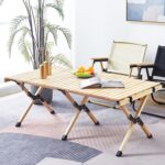 야외 캠핑 롤테이블 L 접이식 다용도 원목 좌식선반