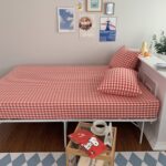 [멜로 레드체크] 홑겹 매트커버 (맞춤가능)