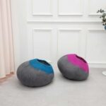 투톤 핑크/블루 고양이집 양모 숨숨집 방석 터널 캣하우스